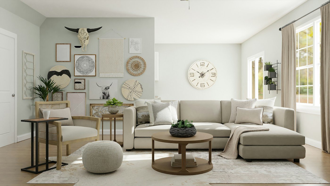 A softly layered interior in warm natural tones